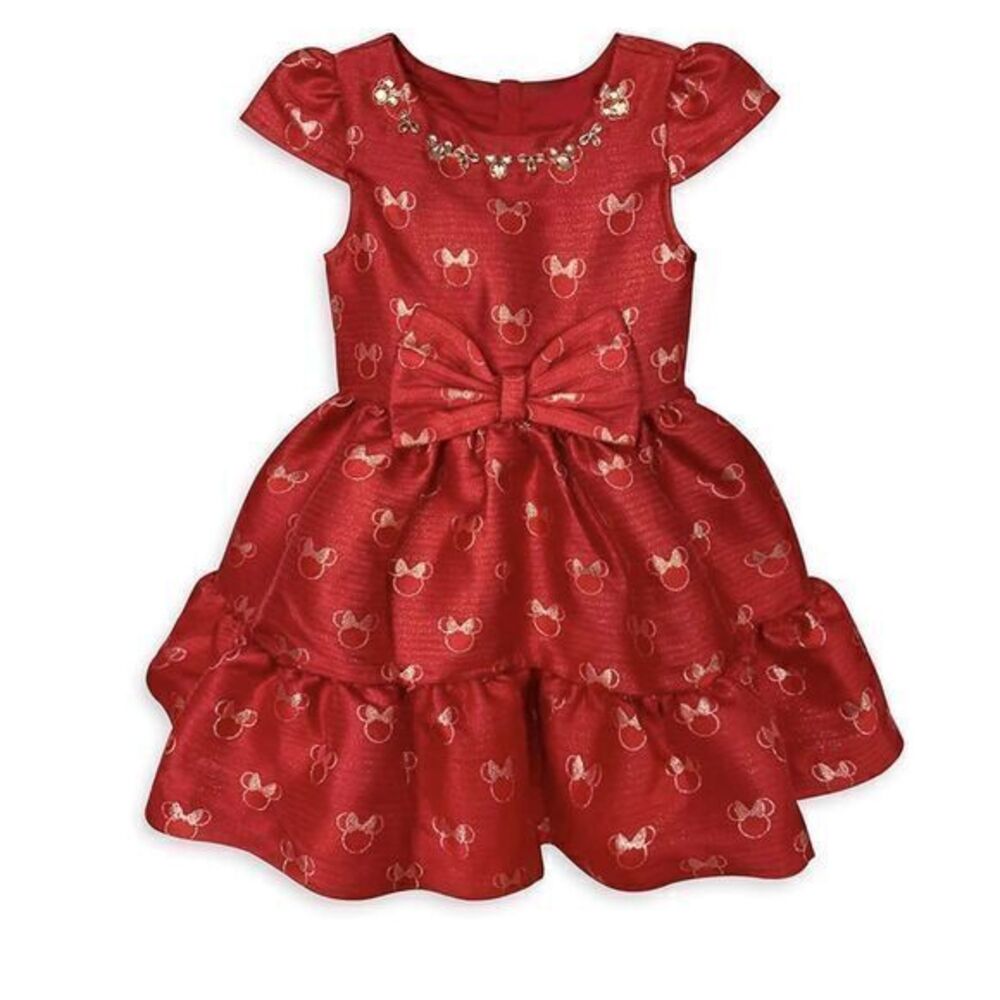 DISNEY Authentic Minnie Mouse Holiday Red Sparkle Dress for Toddler 3T